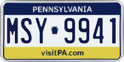 PA license plate MSY9941