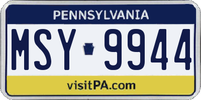 PA license plate MSY9944