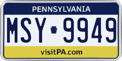 PA license plate MSY9949
