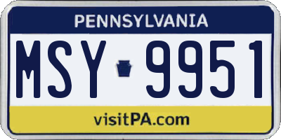 PA license plate MSY9951