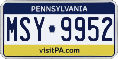PA license plate MSY9952