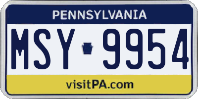 PA license plate MSY9954