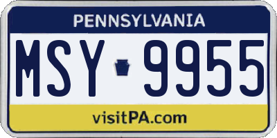 PA license plate MSY9955