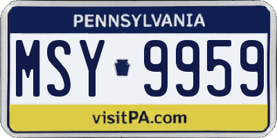PA license plate MSY9959