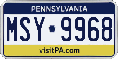 PA license plate MSY9968