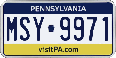 PA license plate MSY9971