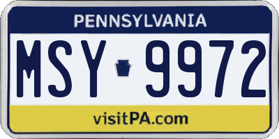 PA license plate MSY9972