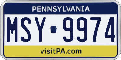 PA license plate MSY9974