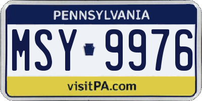 PA license plate MSY9976