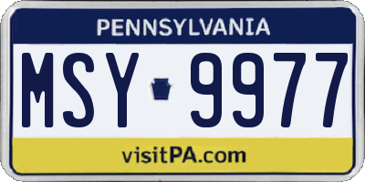 PA license plate MSY9977