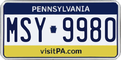 PA license plate MSY9980