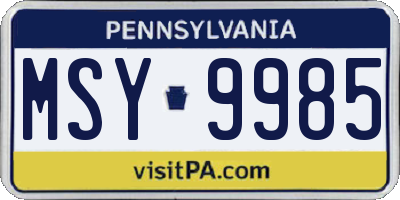 PA license plate MSY9985