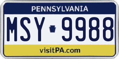 PA license plate MSY9988