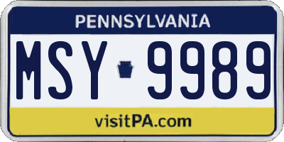 PA license plate MSY9989