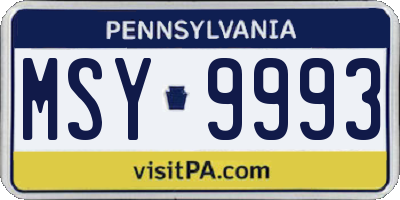 PA license plate MSY9993
