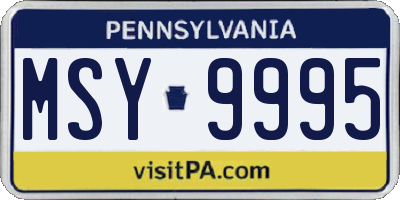 PA license plate MSY9995