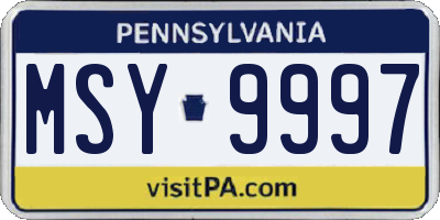 PA license plate MSY9997