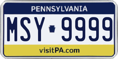 PA license plate MSY9999