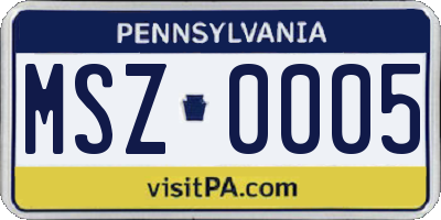 PA license plate MSZ0005