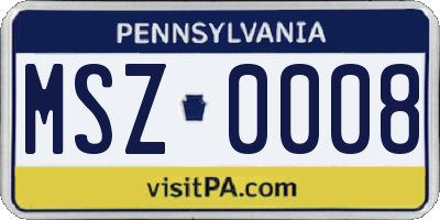 PA license plate MSZ0008