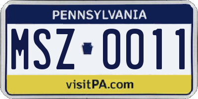 PA license plate MSZ0011