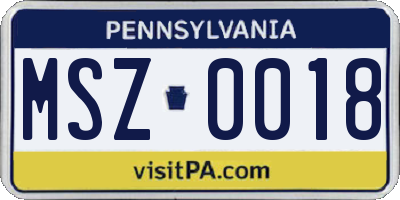 PA license plate MSZ0018