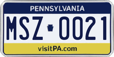 PA license plate MSZ0021