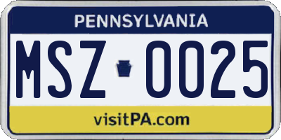 PA license plate MSZ0025