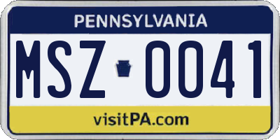PA license plate MSZ0041