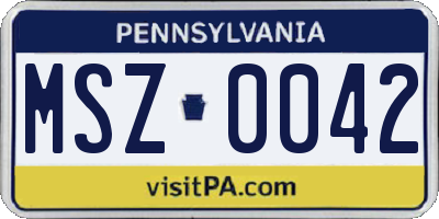 PA license plate MSZ0042