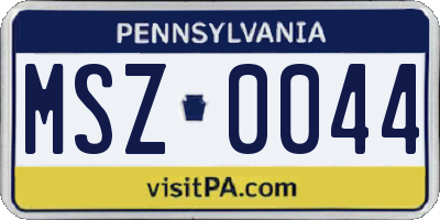 PA license plate MSZ0044