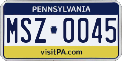 PA license plate MSZ0045