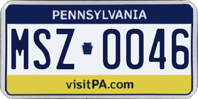 PA license plate MSZ0046