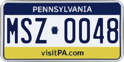 PA license plate MSZ0048