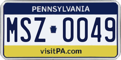PA license plate MSZ0049