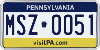 PA license plate MSZ0051