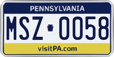 PA license plate MSZ0058