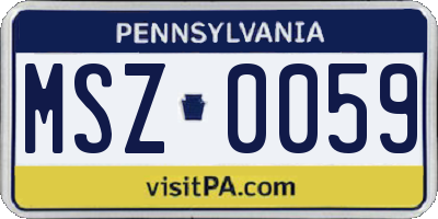 PA license plate MSZ0059