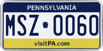 PA license plate MSZ0060
