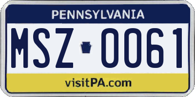 PA license plate MSZ0061