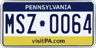 PA license plate MSZ0064