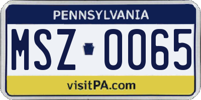 PA license plate MSZ0065