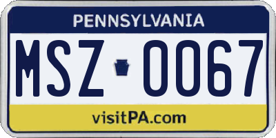 PA license plate MSZ0067