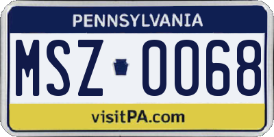 PA license plate MSZ0068