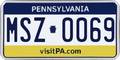 PA license plate MSZ0069