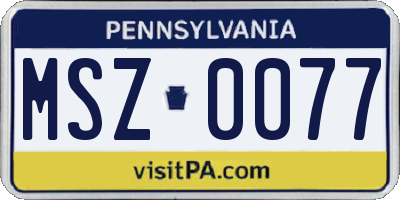 PA license plate MSZ0077