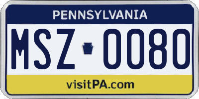 PA license plate MSZ0080