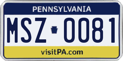 PA license plate MSZ0081