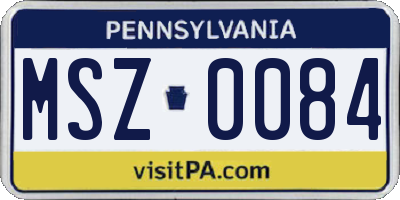 PA license plate MSZ0084