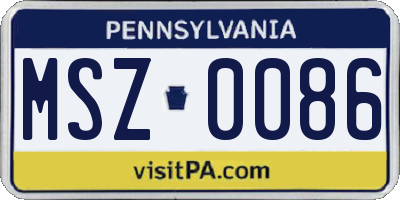 PA license plate MSZ0086